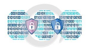 Binary Code with Locks, Data Security and Encryption, vector design Generative AI