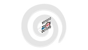 Binary code and magnifying glass icon animation