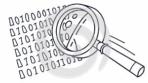 Binary Code Magnifying Glass Vector, Data Analysis, vector design Generative AI
