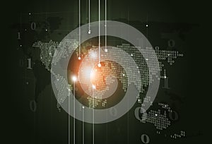 Binary Code Map Dark Digital Background