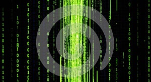 Binary Code Matrix Background with Green Numbers