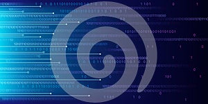 Binary code matrix on blue cyber background