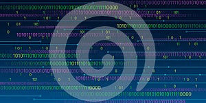 Binary code matrix on blue cyber background