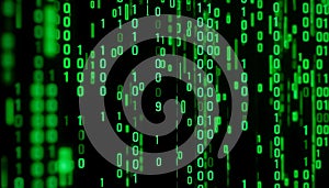 Binary code matrix, digital data stream, technology background, Stock Photo, Generative AI