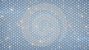 Binary code matrix with glowing symbols 3D render