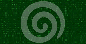 Binary code matrix green background technology. Digital matrix cyber encryption hacker programming computer data