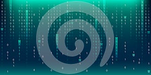 Binary code matrix on green cyber background