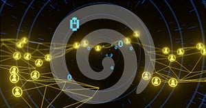 Binary code and network connections over digital tunnel image