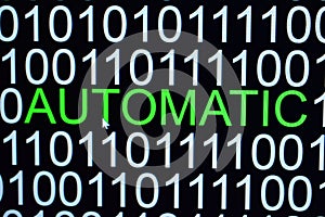 The binary code number background and word of AUTOMATIC in green color