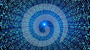 Binary code numbers in blue abstract speed motion in highway