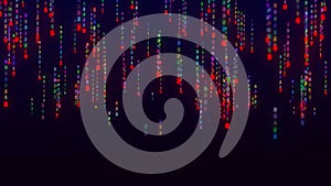 Binary code with numbers moving on the screen. Digital age. Binary algorithm, data code, decryption and encoding. Matrix