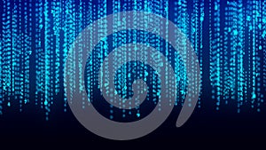 Binary code with numbers moving on the screen. Digital age. Binary algorithm, data code, decryption and encoding. Matrix