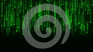 Binary code with numbers moving on the screen. Digital age. Binary algorithm, data code, decryption and encoding. Matrix