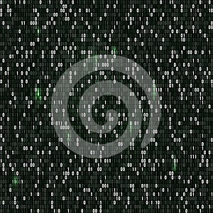 Binary code with numbers one and zero on dark background. Artificial intelligence. Big data. Smart system. Coding or