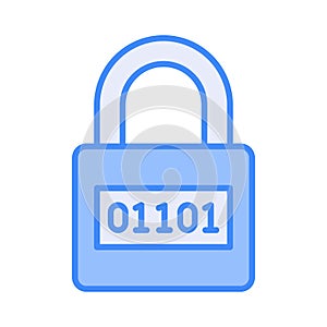 Binary code on padlock, modern vector of digital security, encryption icon