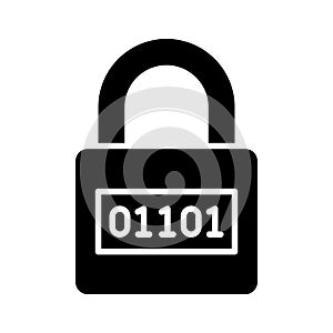 Binary code on padlock, modern vector of digital security, encryption icon