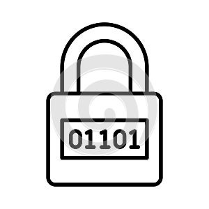 Binary code on padlock, modern vector of digital security, encryption icon