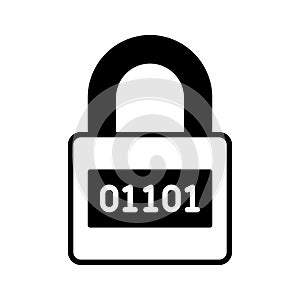 Binary code on padlock, modern vector of digital security, encryption icon