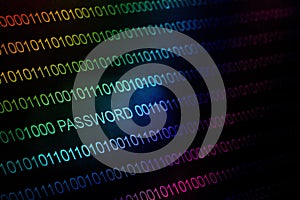 Binary code, password on LCD-screen