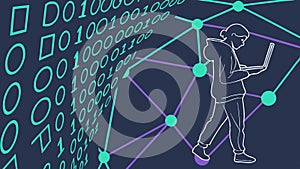 Binary code with person, tech interface, digital world design vector design Generative AI