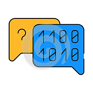 binary code and question mark quote frame icon color illustration