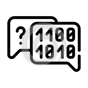 Binary code and question mark quote frame line icon vector illustration