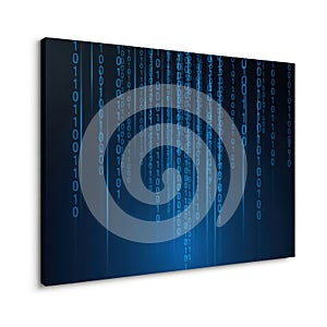 Binary code rain effect isolated on white background