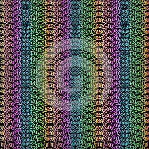 Binary code rainbow and black green background with digits on sc