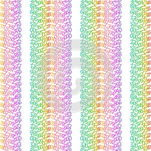 Binary code rainbow and white background with digits on screen.
