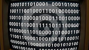 Binary Code on Retro Computer Monitor