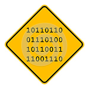 Binary code and road sign