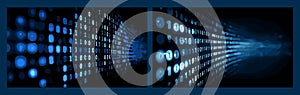 Binary code screen. Digital data matrix technology hacker cyber background, futuristic abstract stream flow network cloud software