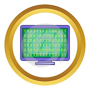 Binary code on screen icon