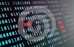 Binary code on screen with red glowing 