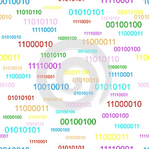 binary code, seamless pattern on white background