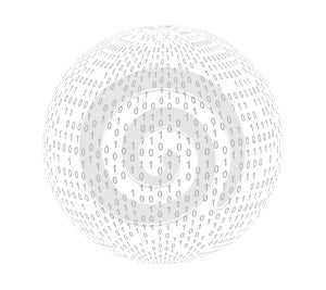 Binary code sphere. Cyberspace sphere with binary code. Coding or hacker concept illustration.