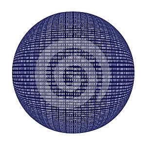 Binary code sphere isolated over white