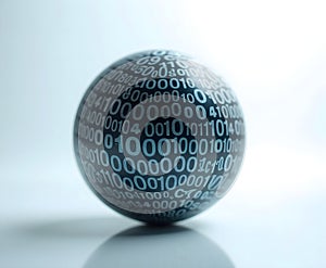 Binary Code Sphere Isolated on White Representing Digital Technology