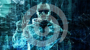 Binary code stream, big data exchange project, futuristic technology data processing