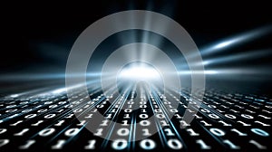 Binary code stream creating digital data light rays