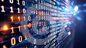 Binary Code Stream, Digital Data Flow, Tech Background