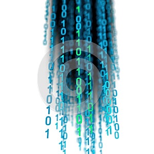 Binary code stream isolated on white background
