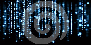 Binary code streaming down creating abstract technology background