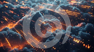 Big data flowing through futuristic cloud computing visualization