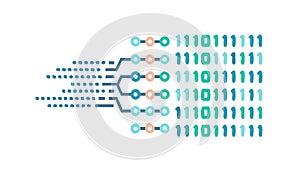 Binary code streams, symbolizing digital data and programming. vector design Generative AI
