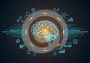 And binary code, symbolizing artificial intelligence and data