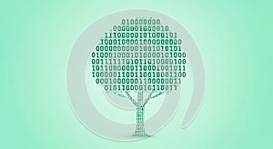 Binary Code Tree - Data Growth, Digital Nature and Technology Abstract