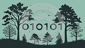 Binary code tree, technology, digital nature, and coding concept vector design Generative AI