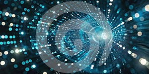 Binary code tunnel with digital elements. Abstract art digital image. AIG49.