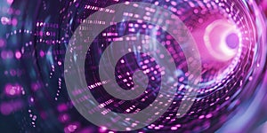 Binary code tunnel with digital elements. Abstract art digital image. AIG49.